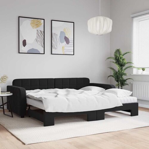  Dnevni krevet na razvlačenje s madracima crni 90x200 cm baršun Cene