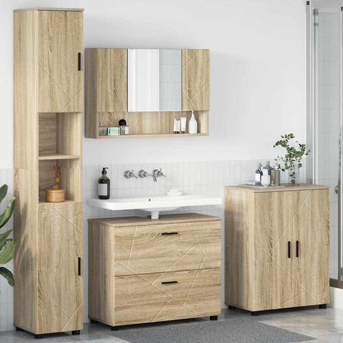 VidaXL Set namje&amp;scaron;taja za kupaonicu 4 pcs sonoma hrast 30 x 35 x 192 cm Slike