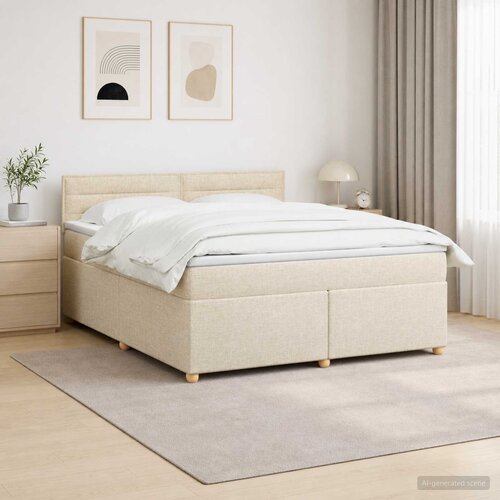  Boxspring krevet s madracem Krem 140 x 190 cm Tkanina 144 x 190 x 100.5 cm Cene