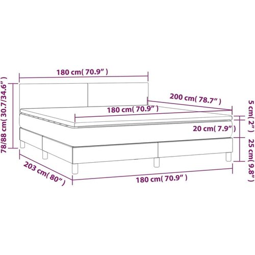 VidaXL Krevet box spring s madracem LED crni 180x200 cm od tkanine Slike