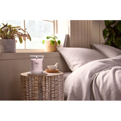 WoodWick Rose Blush di&amp;scaron;eča sveča z lesenim stenjem 275 g Slike