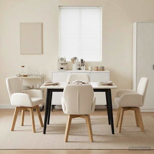 vidaXL Okretne blagovaonske stolice 4 pcs Boucl&eacute; Krem 54 x 58 x 87 cm Cijene