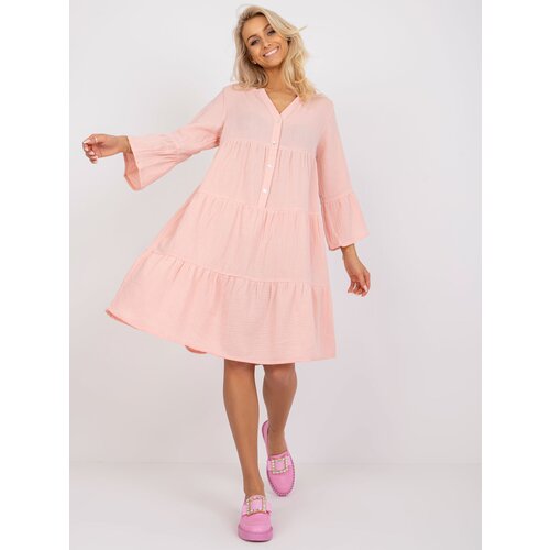 Fashion Hunters Light pink oversize dress with ruffle Rimma SUBLEVEL Slike