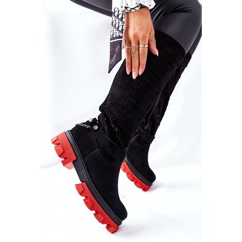 Lewski Shoes Women&amp;#039;s High Black Boots Lewski Black Suede 2866 Slike