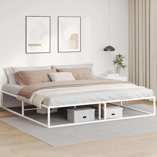 vidaXL Posteljni okvir brez vzmetnice bel 200x200 cm kovinska Cene