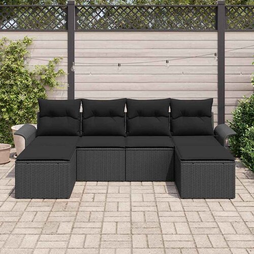  Sjedeća garnitura za vrt 6 kom. Crna poliratan 251 x 117 x 85 cm Slike