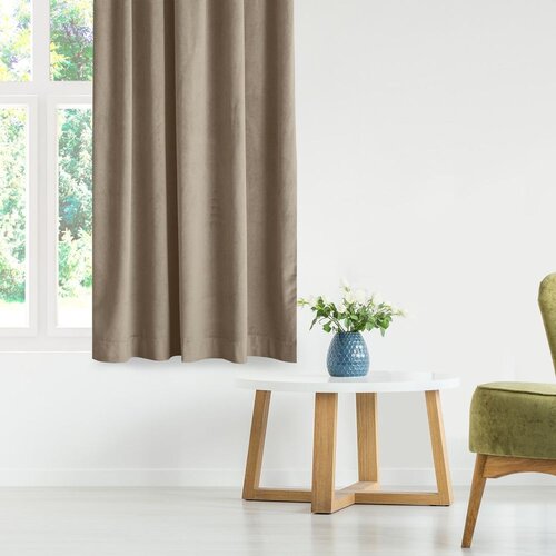  Curtain VILA color beige style classic 10cm tab tops velvet 200x245 HOMEDE Slike