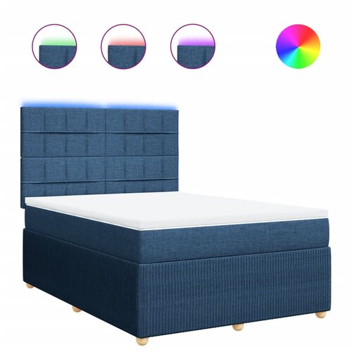 vidaXL Box spring postelja z vzmetnico modra 140x200 cm blago, (21304405) Cene