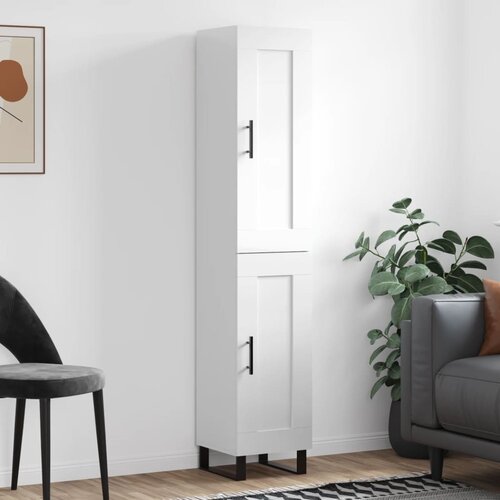 The Living Store Visoka omara visok sijaj bela 34,5x34x180 cm inženirski les - Visoka Omarica, (21429710) Slike