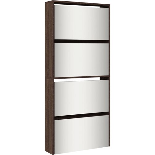Maison Chic Omarica za obutev - Kopa za čevlje z ogledalom 4-nadstropna hrast 63x17x134 cm, (21777914) Cene