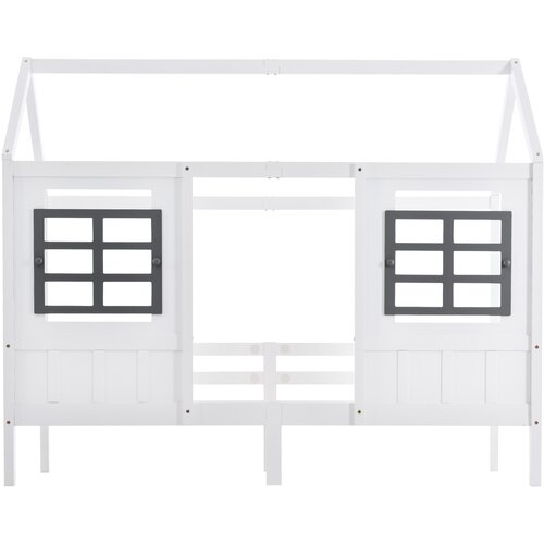 Lumor Postelja v obliki hiše iz masivnega lesa - 90x200 cm - Z lesenimi letvicami - Bela, (22155543) Cene