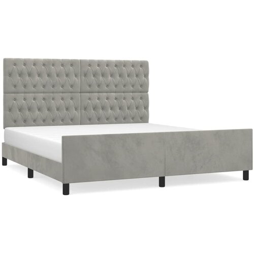 Maison Chic Posteljni okvir - Dvoposteljna postelja - Zakonska postelja z vzglavjem svetlo siv 180x200 cm žamet-J6129, (21767161) Slike