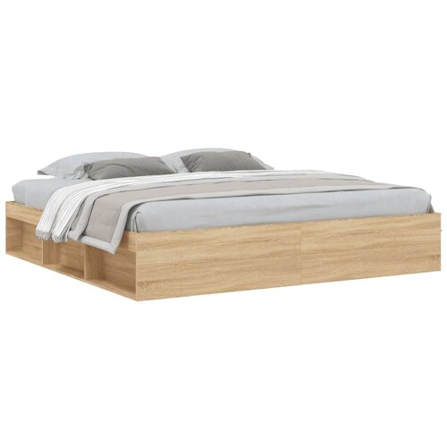 VidaXL Posteljni okvir sonoma hrast 200x200 cm, (20903949) Slike