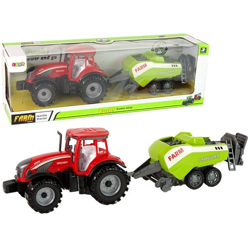  Rdeči kmetijski traktor z zelenim sejalnikom na trenje Cene