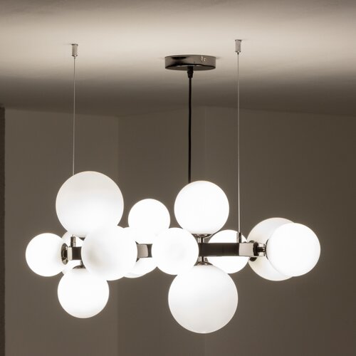  Brilagi - LED luster na sajli MILLA 15xG9/3W/230V crni hrom/bela Slike