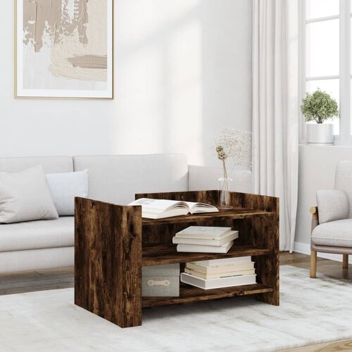The Living Store Klubska mizica dimljeni hrast 80x50x50 cm inženirski les - Klubska Mizica, (21575133) Slike