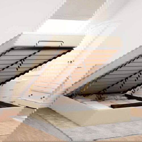 vidaXL Otomanski posteljni okvir z vzmetnico krem 120x200 cm blago Cene