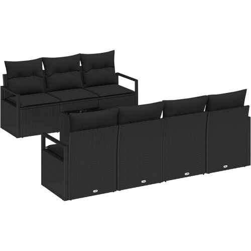 vidaXL set vrtnog sofe od 8 kom s jastučićima crna poli rattan, 2-sjedala vrtna sofa s jastučićima crna poli rattan Cijene