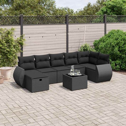  8-dijelni set vrtnih sofa od poliratana s jastucima crni Crna 70 x 62.5 x 69 cm Cene