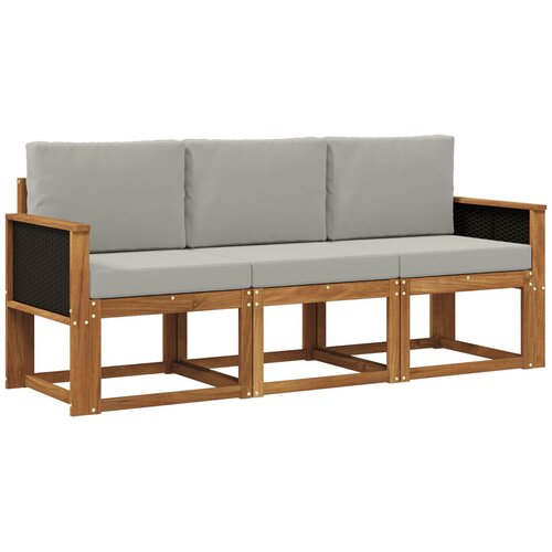 vidaXL Zunanja garnitura za sedenje 3 pcs Naravna in svetlo siva, (5000282041) Cene