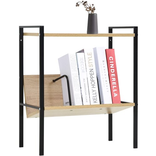 Maison Chic Knjižna omara - Knjižna polica - Knjižni regal 2-nadstropna črna in hrast 52x28x59 cm inž. les, (21723110) Cene