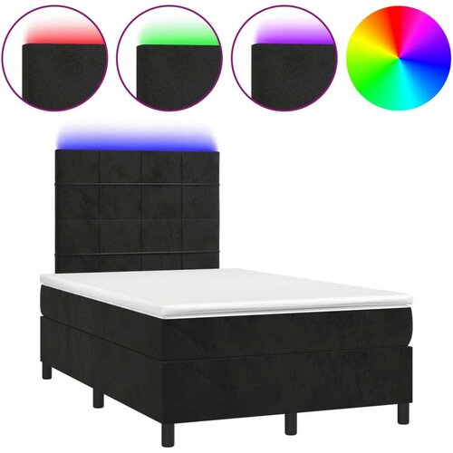 VidaXL Krevet box spring s madracem LED crni 120 x 190 cm bar&amp;scaron;unasti Slike