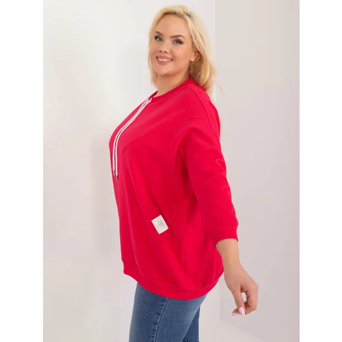 Fashion Hunters Red loose blouse plus size with stitching