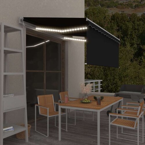 vidaXL Avtomatska tenda s senčilom LED + senzor 3,5x2,5 m antracitna Cene