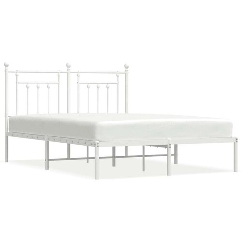 vidaXL Kovinski posteljni okvir z vzglavjem bel 150x200 cm Cene