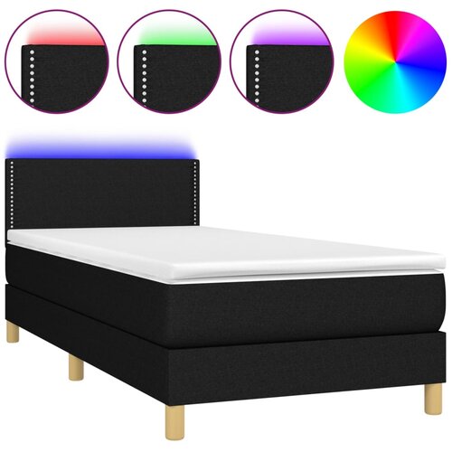 Maison Chic Box spring postelja - Vzmetna postelja z vzmetnico LED črna 90x200 cm blago SL21469, (21892446) Slike