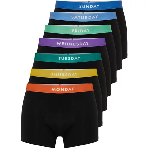 Trendyol Multicolored Men's 7 Pack Days of the Week Basic Cotton Boxers with Rubber Detail
