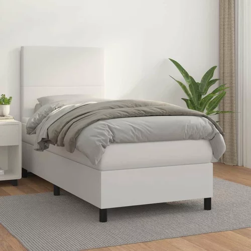  Box spring postelja z vzmetnico bela 80x200 cm umetno usnje, (20899397)