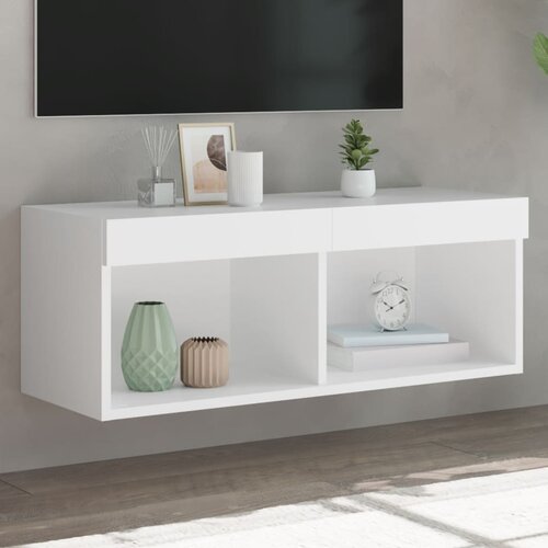 TV ormarić s LED svjetlima bijeli 80x30x30 cm Cene