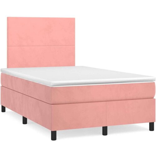  Krevet box spring s madracem LED ružičasti 120x190cm baršunasti Cene