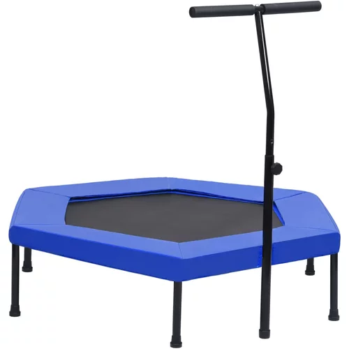 vidaXL Fitnes trampolin z ročajem in varnostno oblogo šestkoten 122 cm