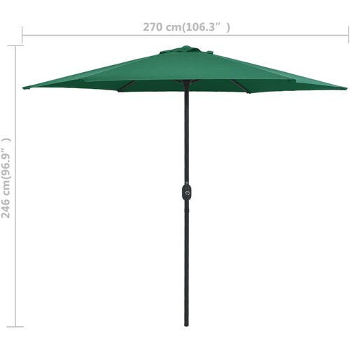  Vrtni suncobran s aluminijskim stupom 270 x 246 cm zeleni Slike
