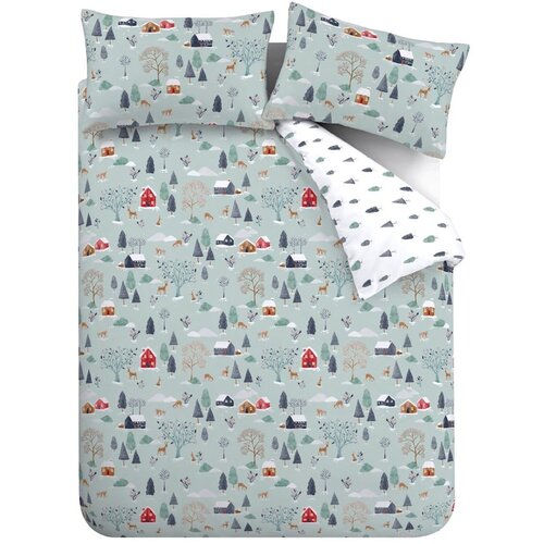 Bianca Prljavo plava flanelska posteljina za bračni krevet/za produženi krevet 230x220 cm Winter Scene &amp;ndash; Slike