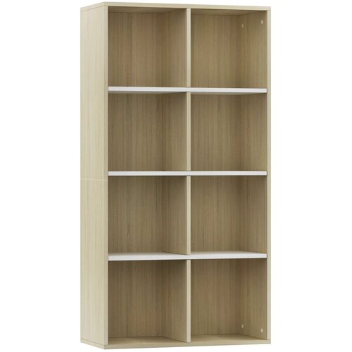 Maison Chic Knjižna omara - Knjižni regal bela in sonoma hrast 66x30x130 cm, (21726099) Cene
