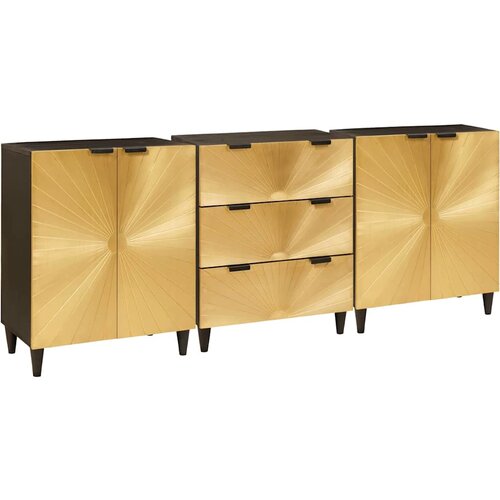vidaXL Ormarić / Komoda 3 pcs Crna i zlatna 60 x 33 x 75 cm Cene