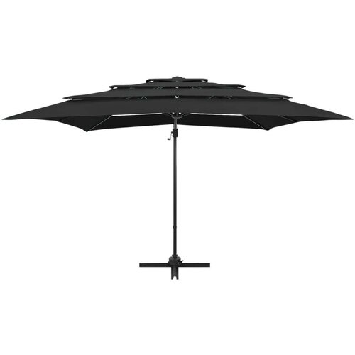  Suncobran s 4 razine i aluminijskom &amp;scaron;ipkom 250 x 250 cm crni Slike