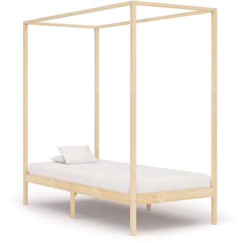vidaXL Okvir za krevet s baldahinom od masivne borovine 90 x 200 cm