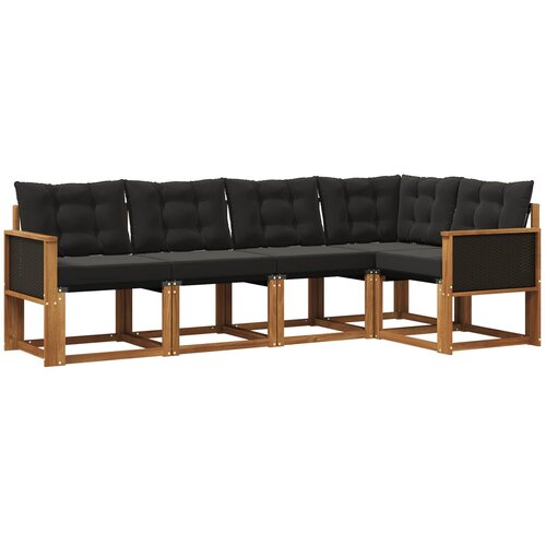 vidaXL Zunanja garnitura za sedenje z blazino 5 pcs Naravna in črna, (5000273457) Cene