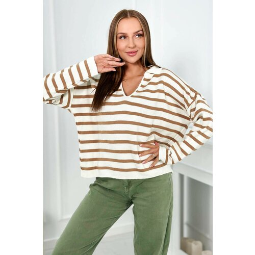 Kesi Striped camel sweater Slike