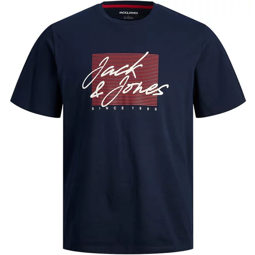Jack & Jones Majica 'ZURI' mornarska / svetlo rdeča / bela