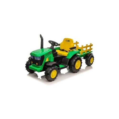 Premium Stil Traktor na akmulator sa prikolicom za decu, 12V, Zeleni Cene