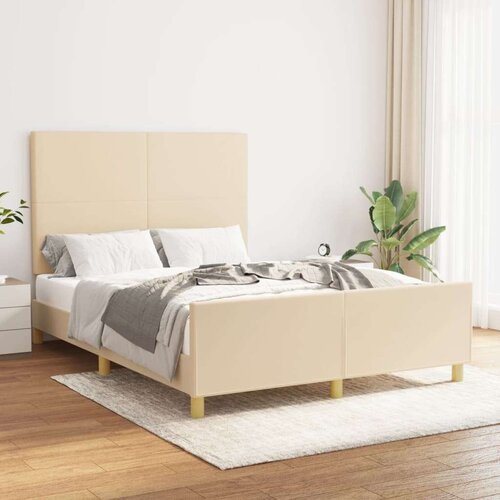  Okvir za krevet s uzglavljem krem 140x190 cm od tkanine Slike