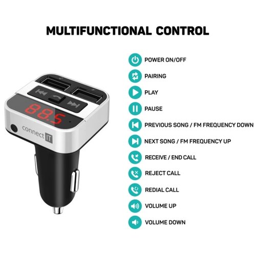 Connect IT CCC-8800-SL - fm predajnik za auto sa handsfree funkcijom crna/srebrna Slike
