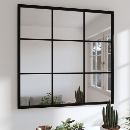  Zidno ogledalo crno 60 x 60 cm metalno Cijene