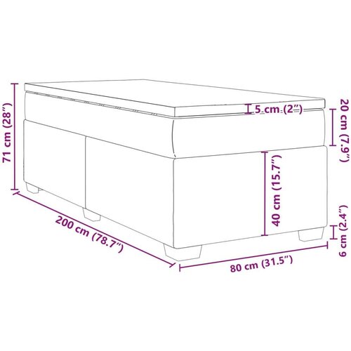  Krevet s oprugama i madracem smeđesivi 80x200 cm od tkanine Slike