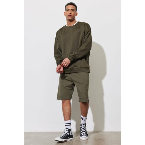 ALTINYILDIZ CLASSICS Men's Khaki Standard Fit Regular Fit Cotton Pocket Knitted Shorts Slike